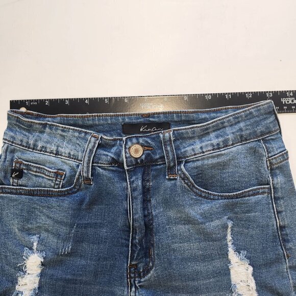 KanCan Denim Shorts Womens Size 26 Rolled Cuff Distressed Mid Rise Boho Festival - Picture 5 of 7